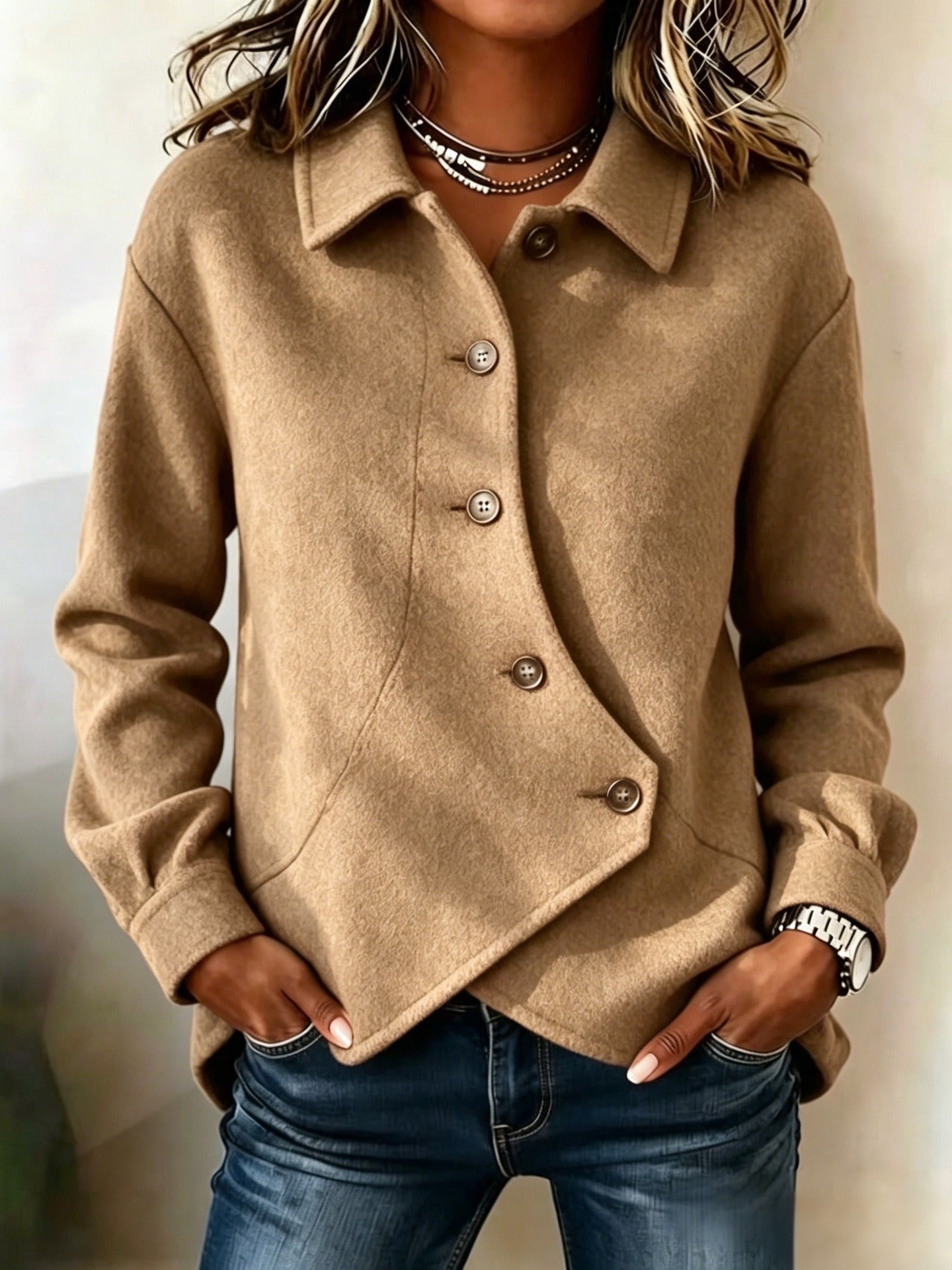 Casual Fashion Long Sleeve Button Coat